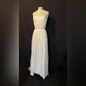 Designer Cream Strapless Pleated 2 Piece Wedding Gown 2 NWOT